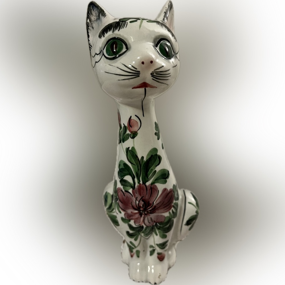 Vintage Long Neck Italian Ceramic Cat Figurine